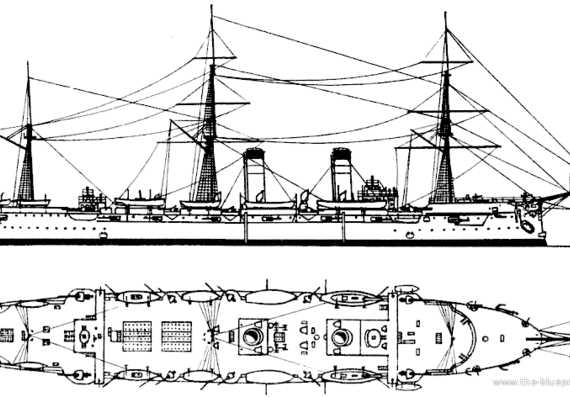 Крейсер Ryueik 1904 [Protected Cruiser] - чертежи, габариты, рисунки